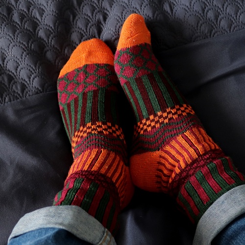 Green & Orange Multi Knit Socks by Peace of Mind